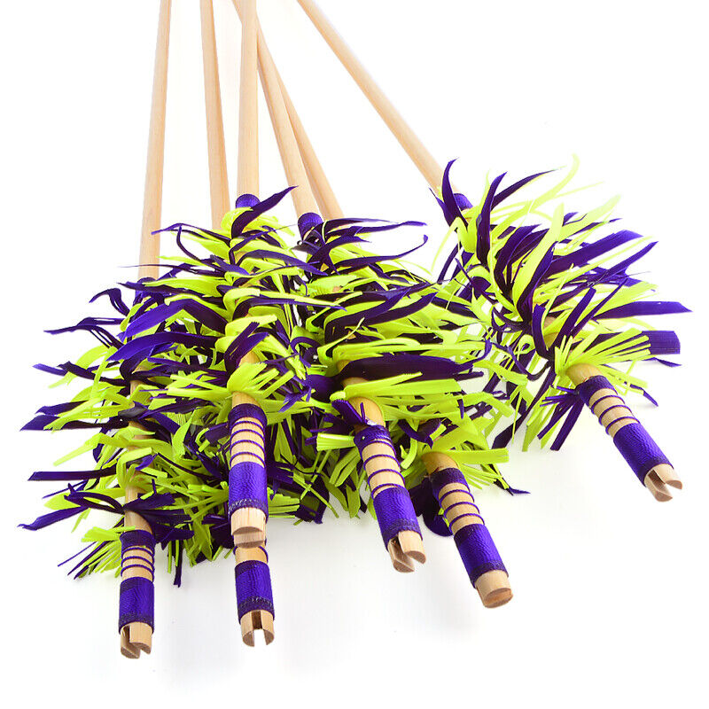 12X Wooden Arrows Handmade Shaft Archery Flu-Flu Spiral Wrap Feather Longbow Hunt